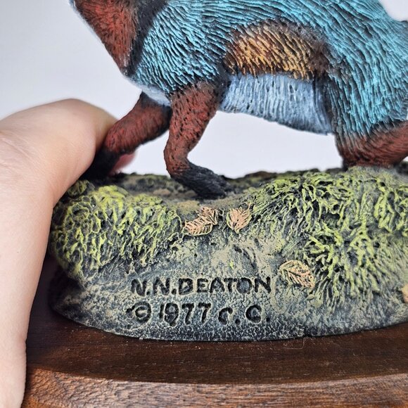 The Hamilton Collection Audubon Bronze Deaton Gray Fox Badger Figurine 1977 FLAW - Picture 5 of 11
